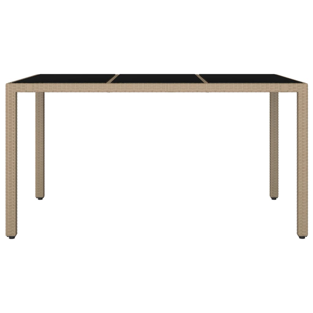 Tuintafel Met Glazen Blad Poly Rattan En Gehard Beige