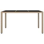 Tuintafel Met Glazen Blad Poly Rattan En Gehard Beige