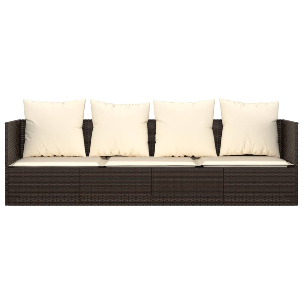 Loungebed Met Kussens Poly Rattan