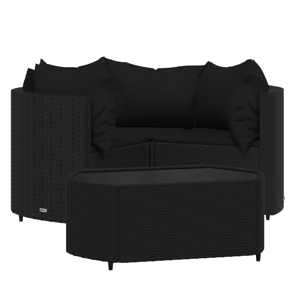 -Delige Loungeset Met Kussens Poly Rattan
