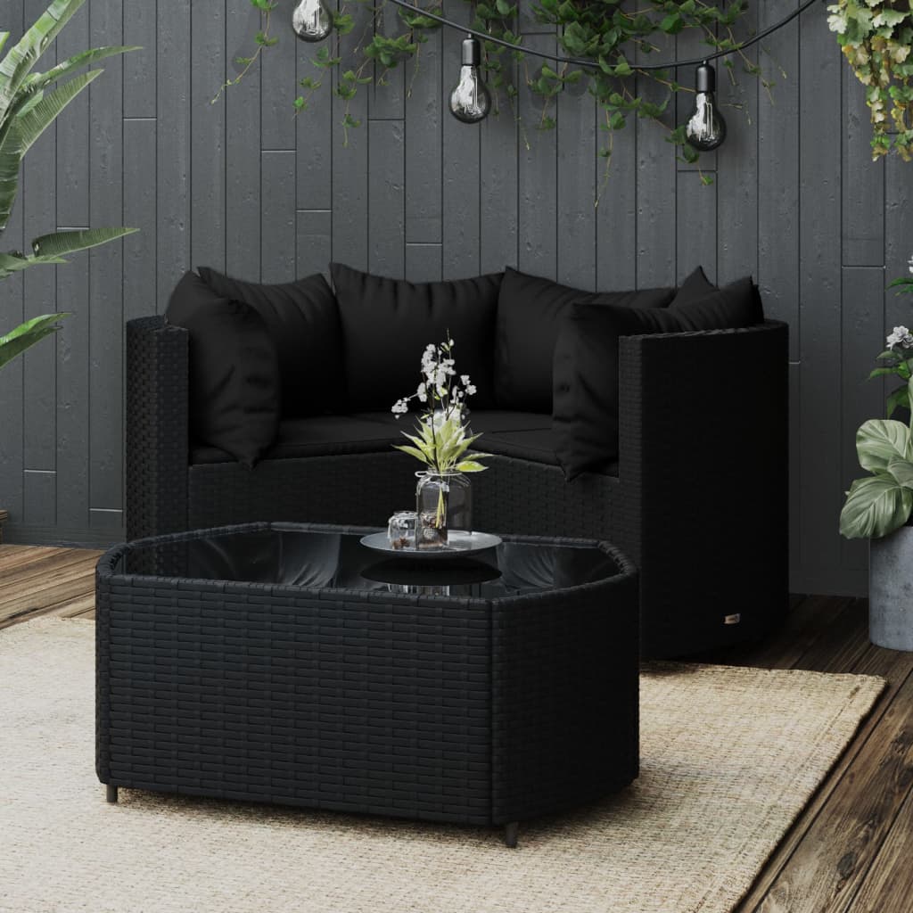 -Delige Loungeset Met Kussens Poly Rattan