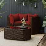 -Delige Loungeset Met Kussens Poly Rattan