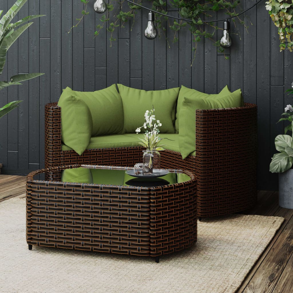 -Delige Loungeset Met Kussens Poly Rattan