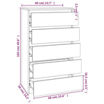 Ladekast 60X36X103 Cm Bewerkt Hout