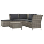 -Delige Loungeset Met Kussens Poly Rattan