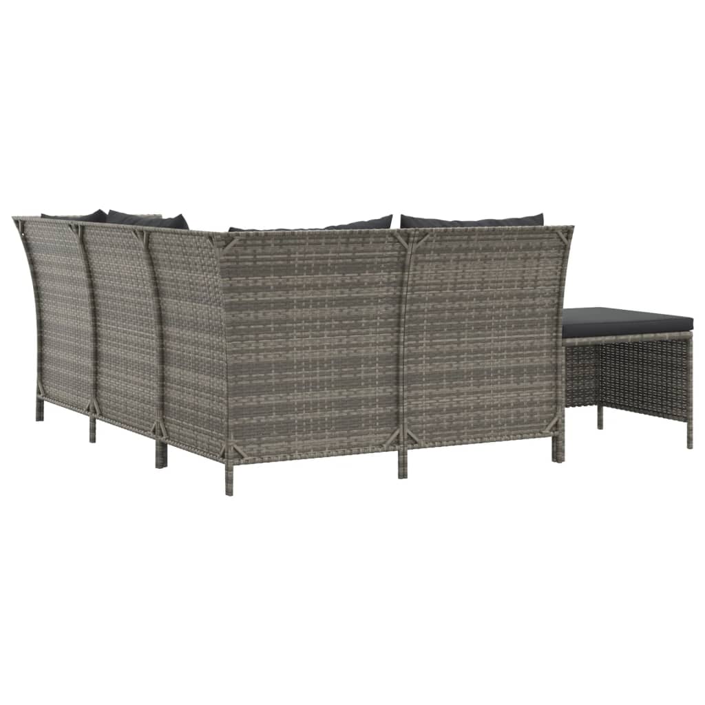 -Delige Loungeset Met Kussens Poly Rattan