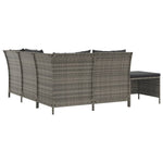 -Delige Loungeset Met Kussens Poly Rattan