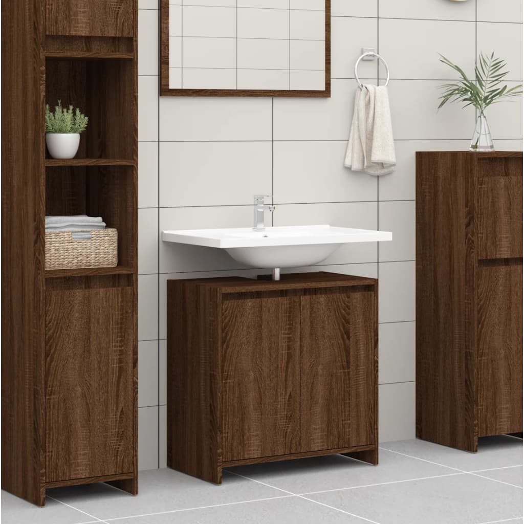 Badkamerkast 60X33X61 Cm Bewerkt Hout