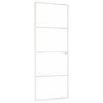 Binnendeur 76X201,5 Cm Gehard Glas En Aluminium Smal Wit En Transparant