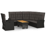 -Delige Loungeset Met Kussens Poly Rattan