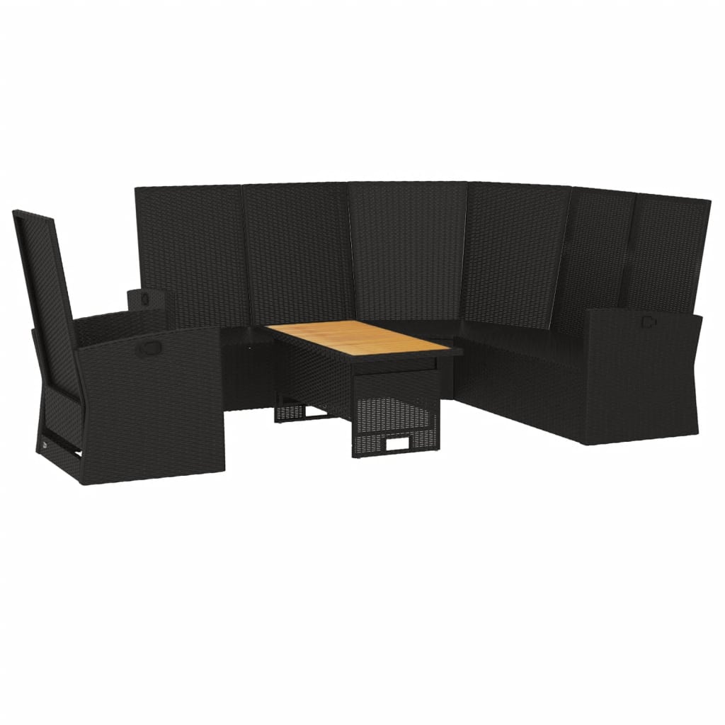 -Delige Loungeset Met Kussens Poly Rattan