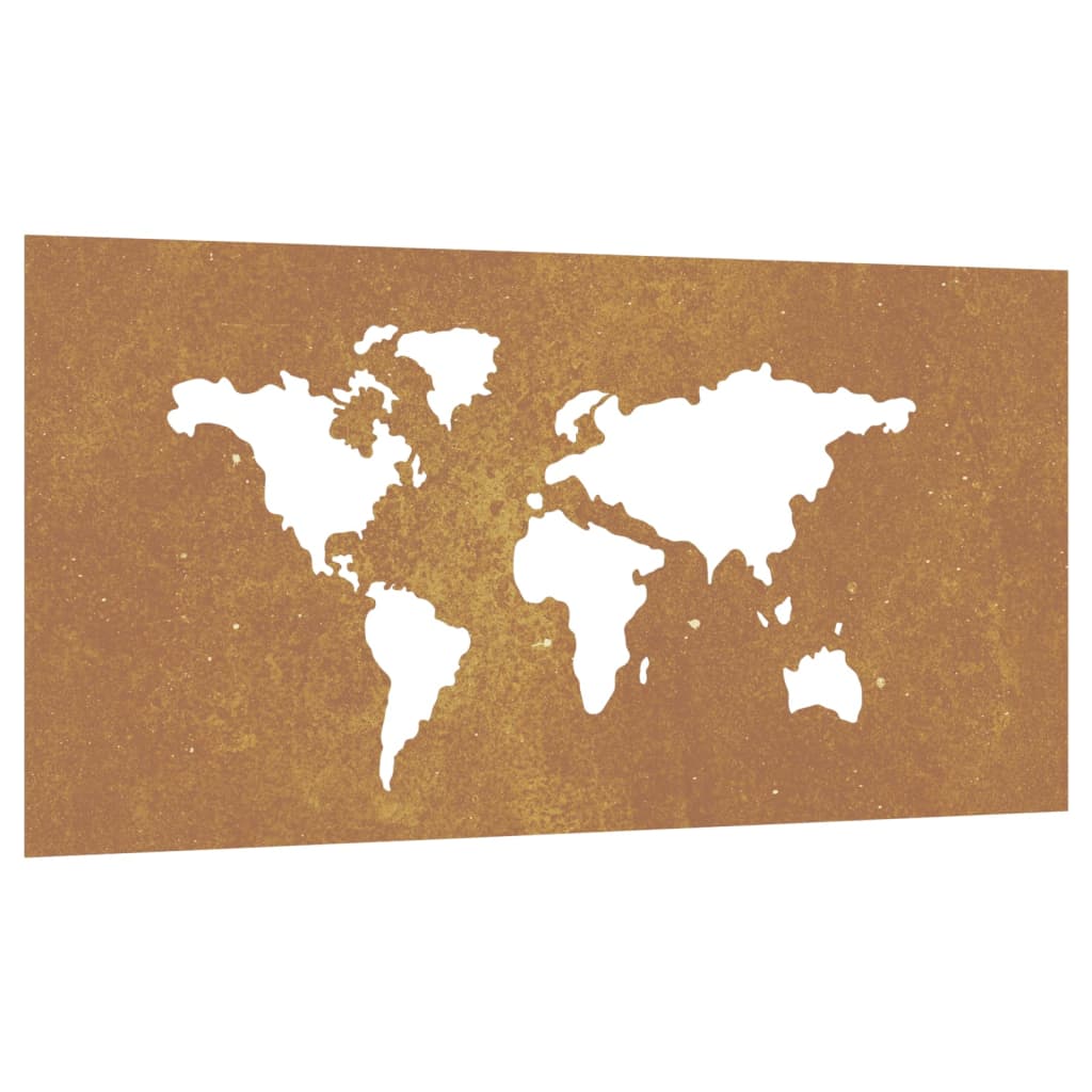 Wanddecoratie Tuin Wereldkaartontwerp 105X55 Cm Cortenstaal