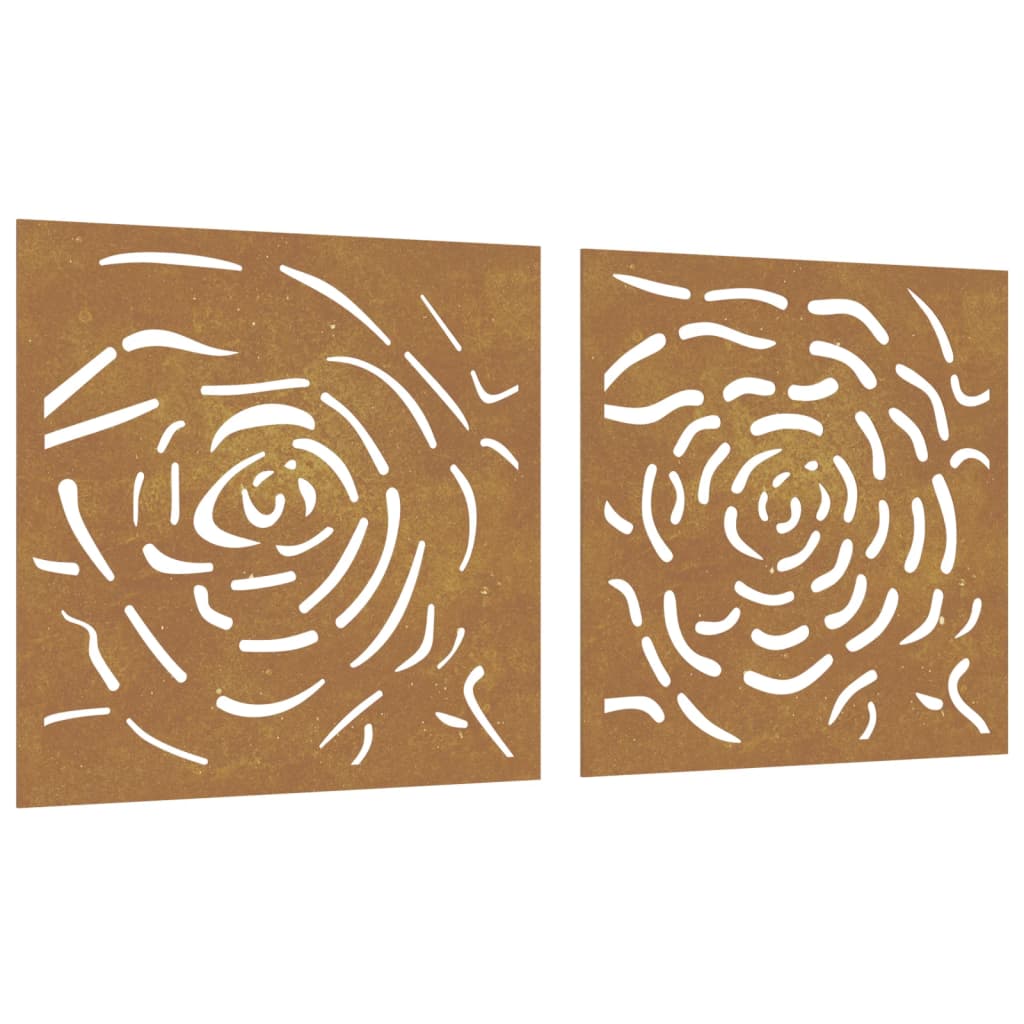 Wanddecoratie Tuin 2 St Rozenontwerp 55X55 Cm Cortenstaal