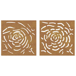 Wanddecoratie Tuin 2 St Rozenontwerp 55X55 Cm Cortenstaal