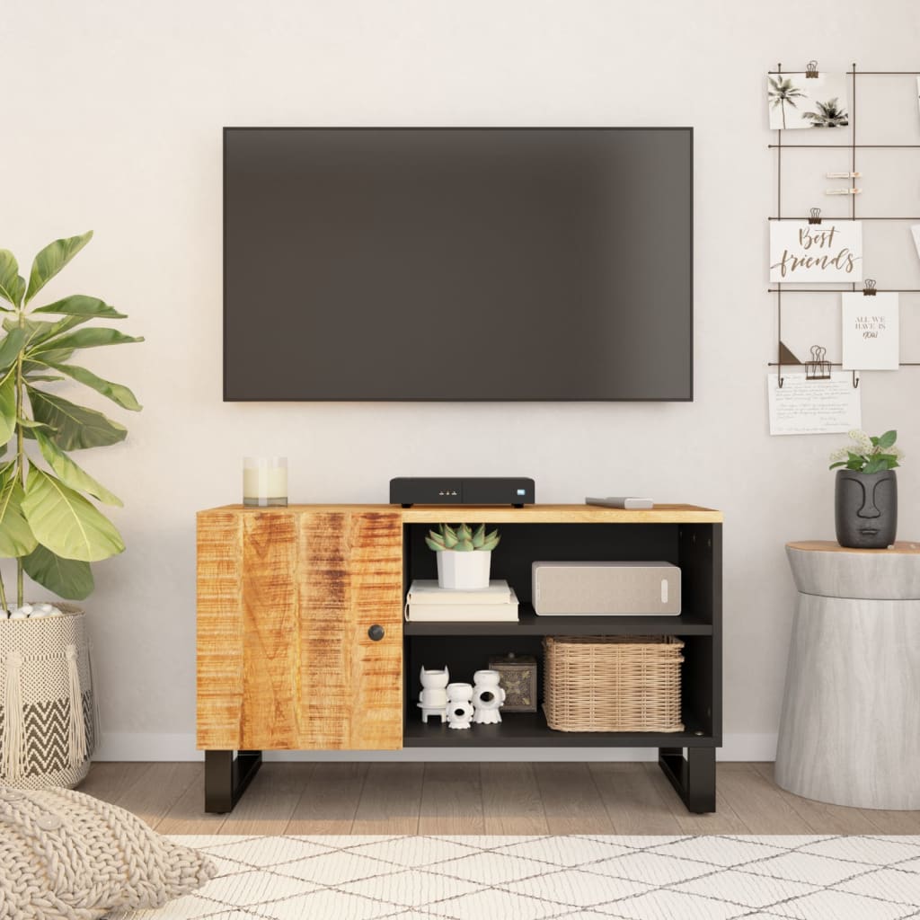 Tv-Meubel 80X33X46 Cm Massief Mangohout En Bewerkt Hout