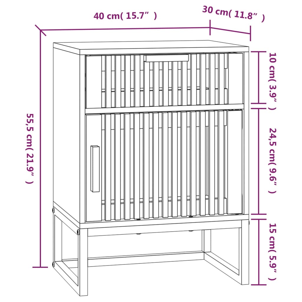 Nachtkastjes 40X30X55,5 Cm Bewerkt Hout En Ijzer