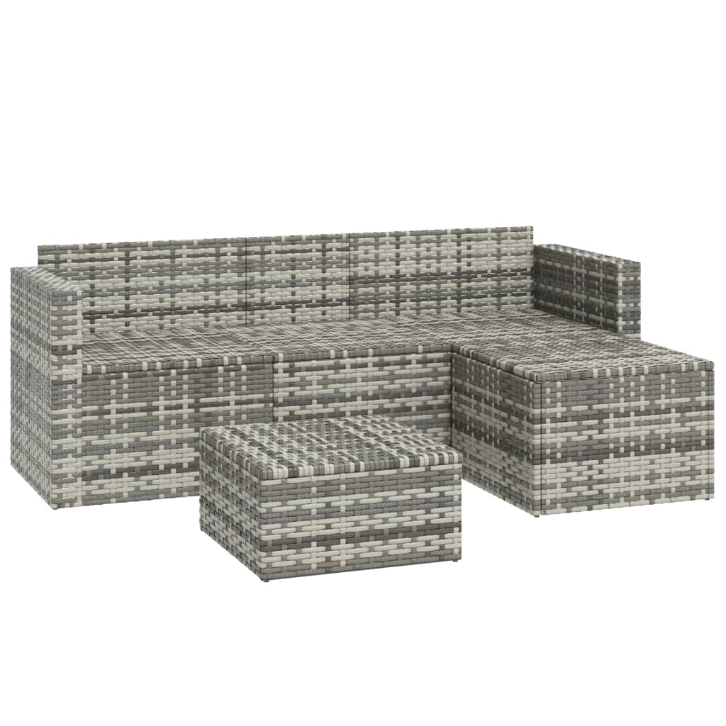 -Delige Loungeset Met Kussens Poly Rattan
