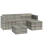 -Delige Loungeset Met Kussens Poly Rattan