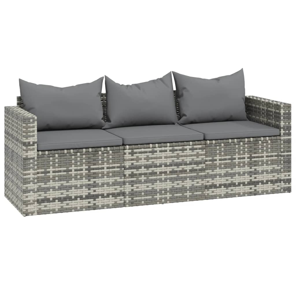 -Delige Loungeset Met Kussens Poly Rattan