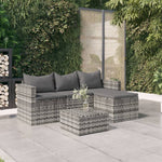 -Delige Loungeset Met Kussens Poly Rattan