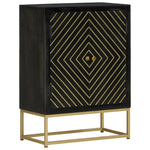 Dressoir Met 2 Deuren 55X30X75 Cm Mangohout Zwart En Goud