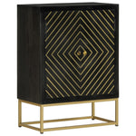 Dressoir Met 2 Deuren 55X30X75 Cm Mangohout Zwart En Goud