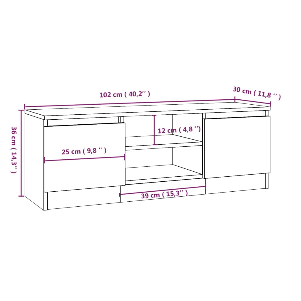 Tv-Meubel Met Deur 102X30X36 Cm