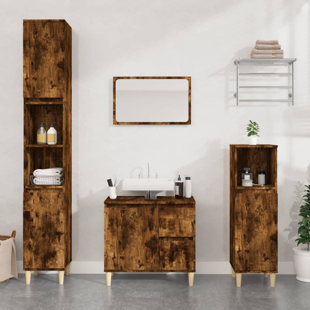 Badkamerkast 65X33X60 Cm Bewerkt Hout Eikenkleurig