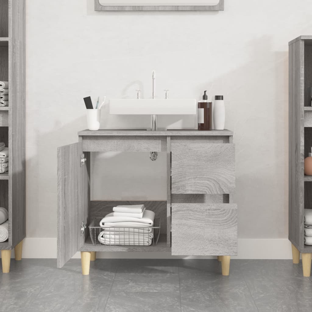 Badkamerkast 65X33X60 Cm Bewerkt Hout Eikenkleurig