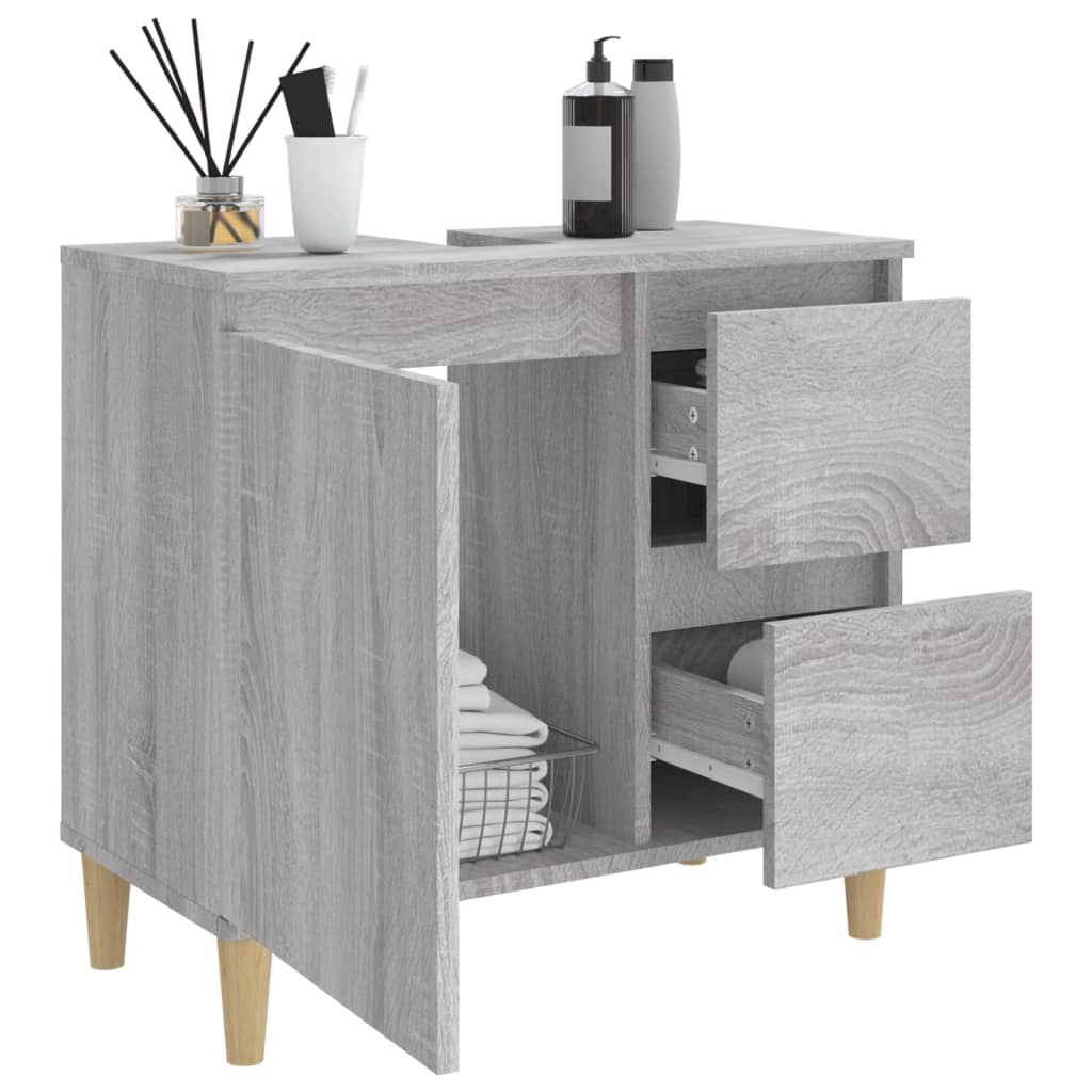 Badkamerkast 65X33X60 Cm Bewerkt Hout Eikenkleurig