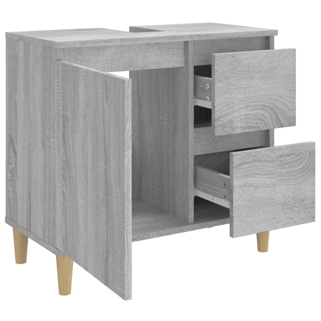 Badkamerkast 65X33X60 Cm Bewerkt Hout Eikenkleurig