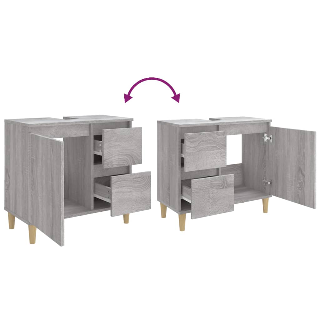 Badkamerkast 65X33X60 Cm Bewerkt Hout Eikenkleurig