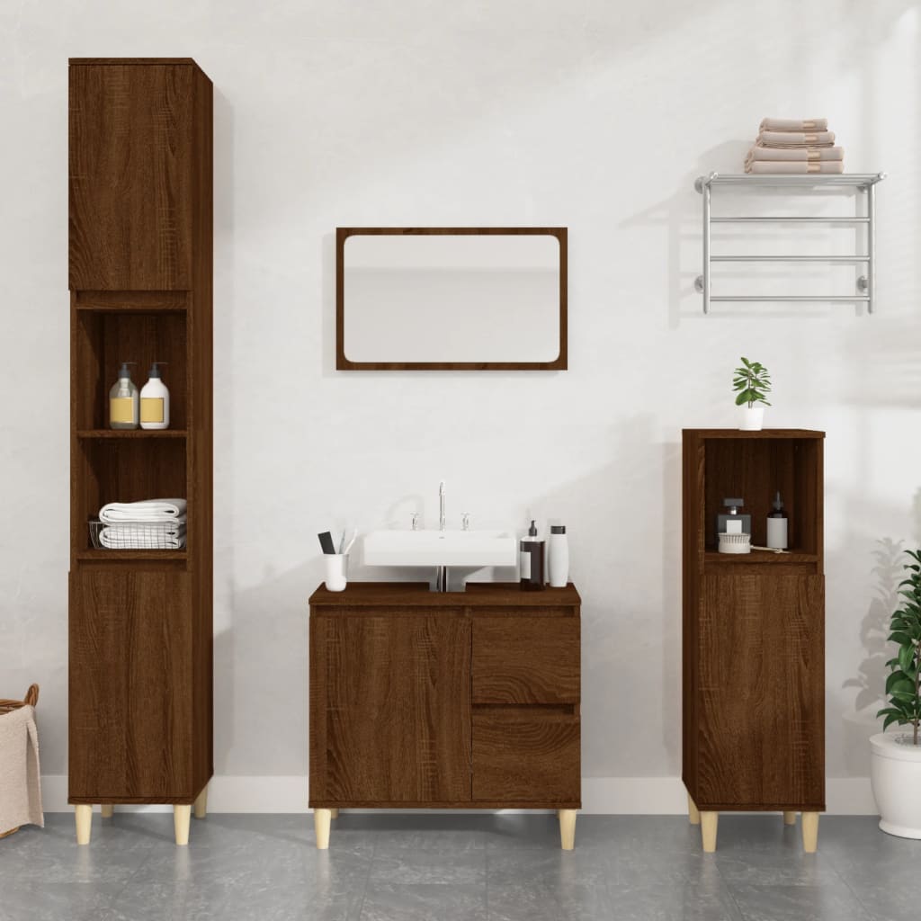 Badkamerkast 65X33X60 Cm Bewerkt Hout Eikenkleurig