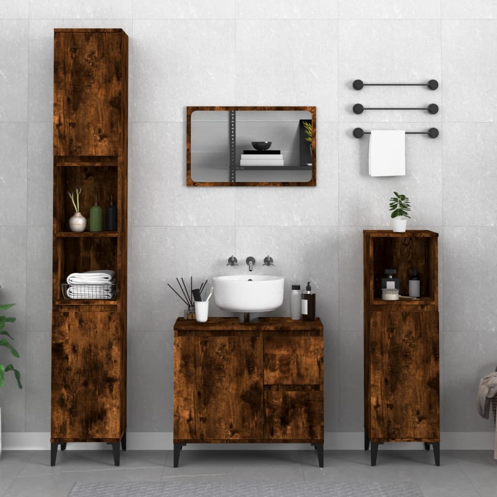 Badkamerkast 65X33X60 Cm Bewerkt Hout Kleurig