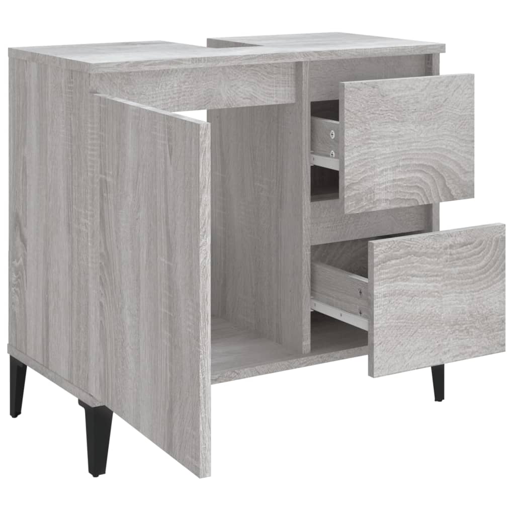 Badkamerkast 65X33X60 Cm Bewerkt Hout Eikenkleurig