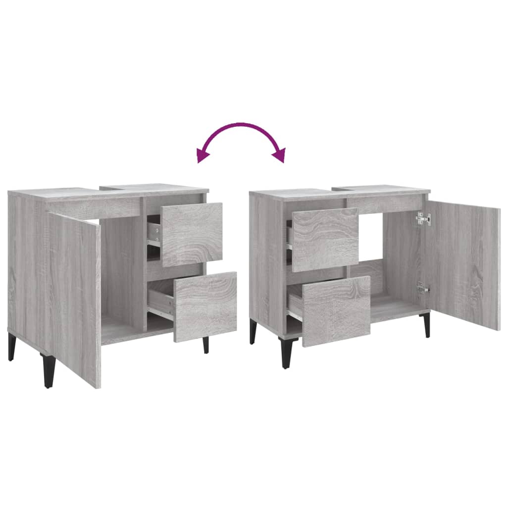 Badkamerkast 65X33X60 Cm Bewerkt Hout Eikenkleurig