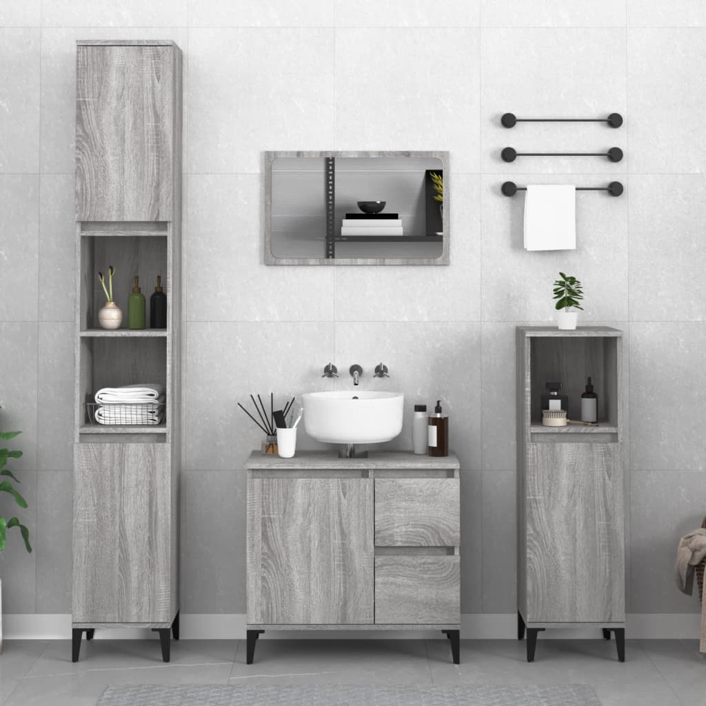 Badkamerkast 65X33X60 Cm Bewerkt Hout Eikenkleurig