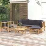 3-Delige Loungeset Met Kussens Bamboe
