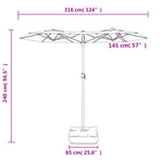 Parasol Dubbel Met Led's 316X240 Cm