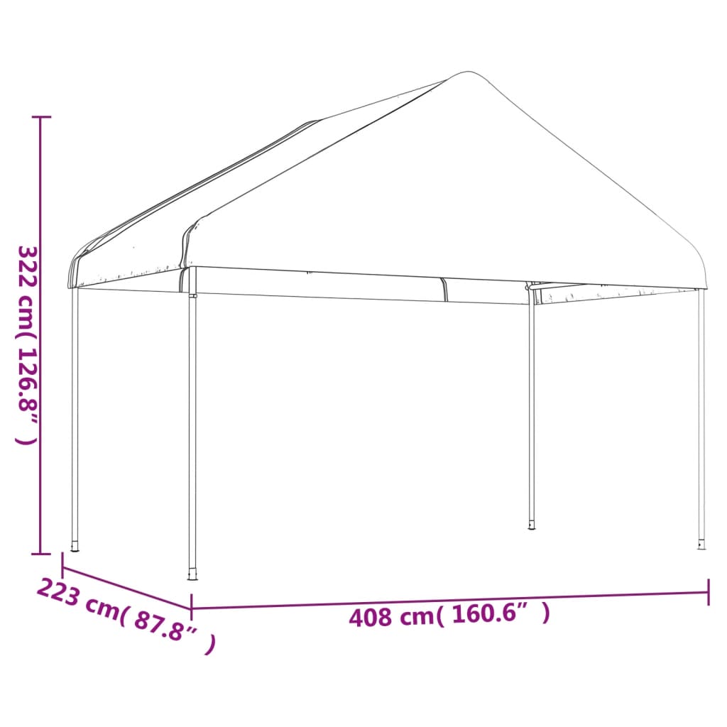 Prieel Met Dak 8,92X4,08X3,22 M Polyetheen Wit