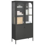 Hoge Kast 90X40X180 Cm Glas En Staal Zwart