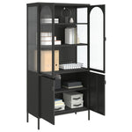 Hoge Kast 90X40X180 Cm Glas En Staal Zwart