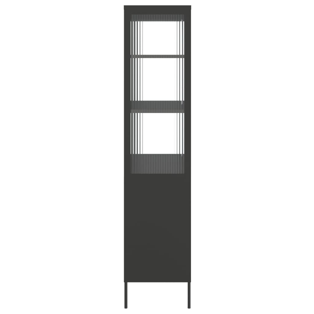 Hoge Kast 90X40X180 Cm Glas En Staal Zwart