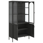 Hoge Kast 90X40X180 Cm Glas En Staal Zwart