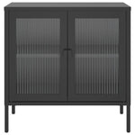 Dressoir 70X35X70 Cm Glas En Staal Zwart