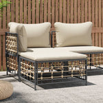 Tuin Met Donkergrijze Kussens Poly Rattan