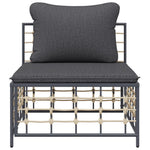 Tuin Met Donkergrijze Kussens Poly Rattan