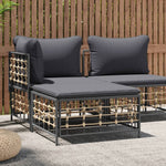 Tuin Met Donkergrijze Kussens Poly Rattan