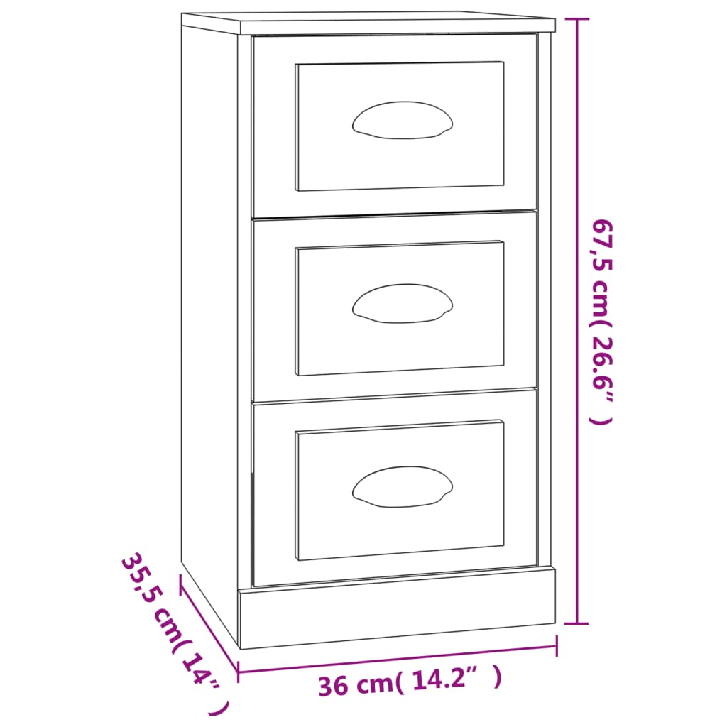 Dressoir 36X35,5X67,5 Cm Bewerkt Hout