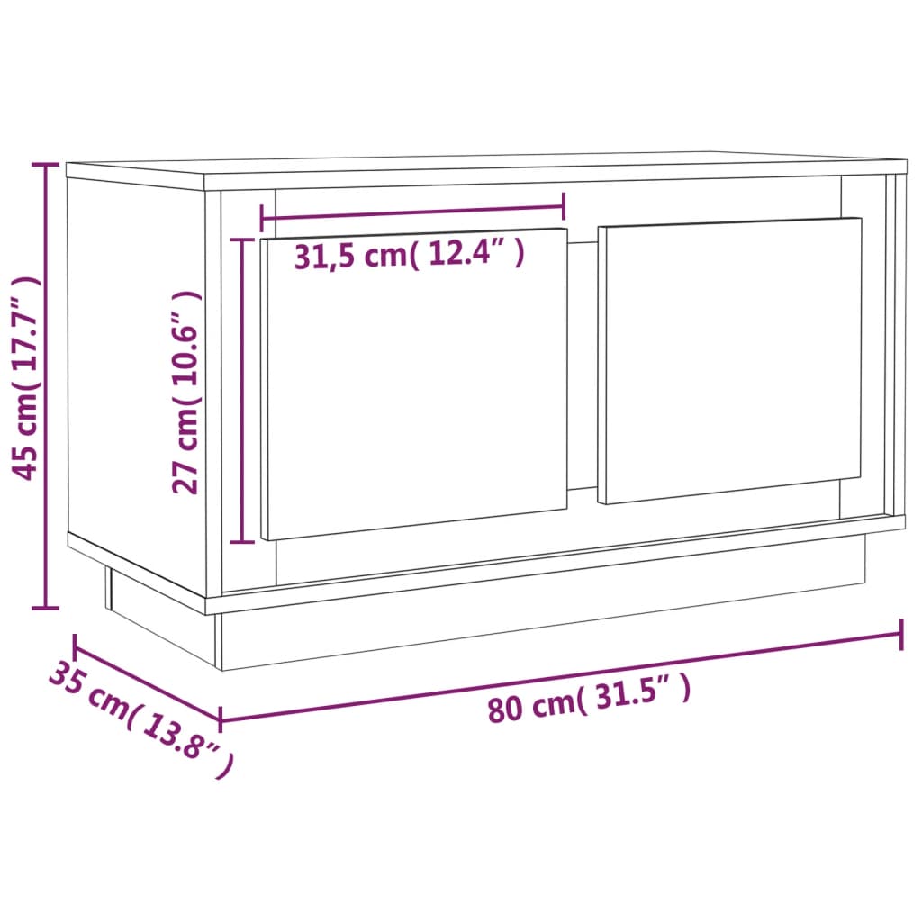 Tv-Meubel 80X35X45 Cm Bewerkt Hout Bruin Eikenkleur